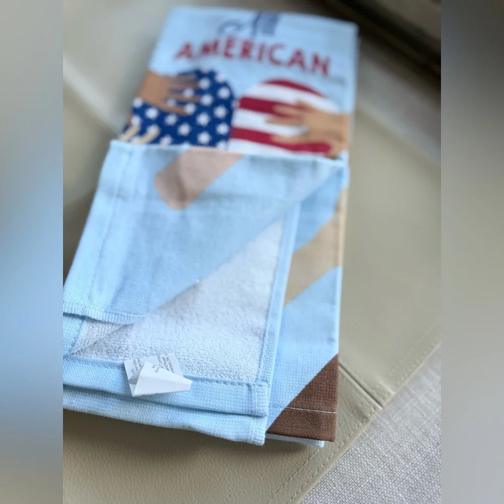 100% Cotton All American Hand Towel Set of 2 NEW